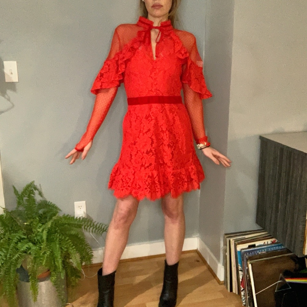 Elegant Red Lace Dress from Perseverence London